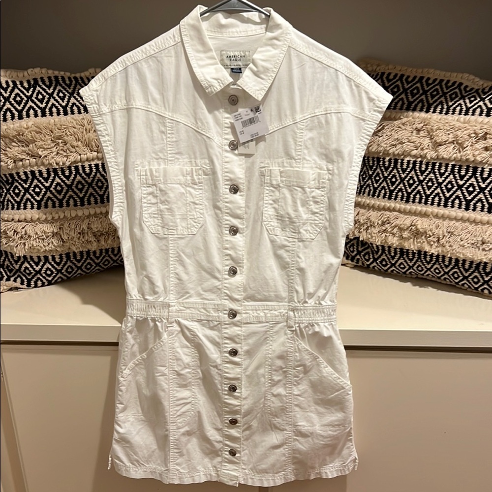 American Eagle Outfitters Stretch Poplin Utility Mini Dress